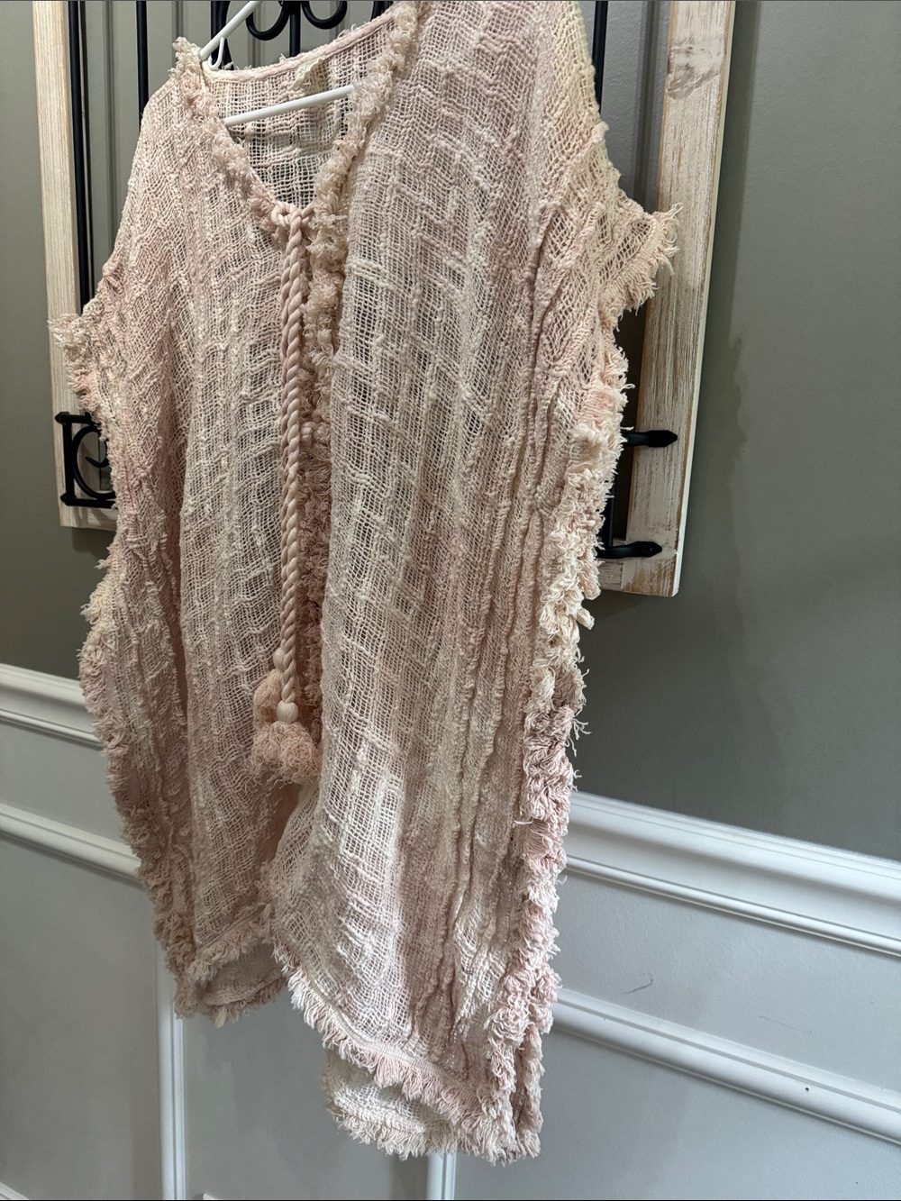 Surf Gypsy Blush Pink Open-Weave cover up M bohemian swim summer cotton - Picture 6 of 11